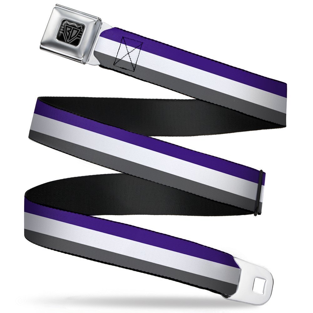 1198 Unisex-Adult's Seatbelt Belt Stripes XL, Purple/White/Gray, 1.5"